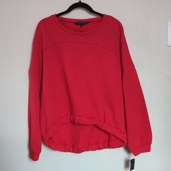 NEW Rachel Roy red cropped high-low sweatshirt with cutout women's size XXL NWT - Picture 1 of 6